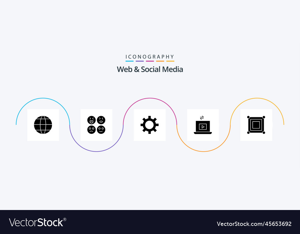 Web and social media glyph 5 icon pack including