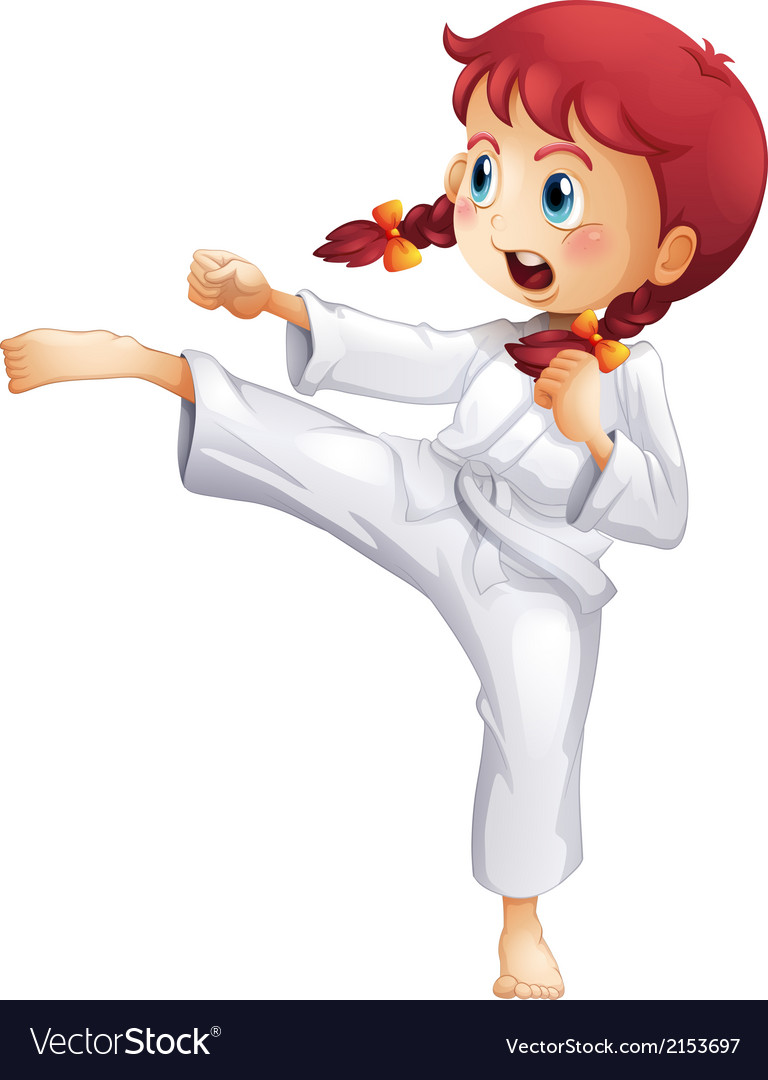 A young lady doing karate Royalty Free Vector Image