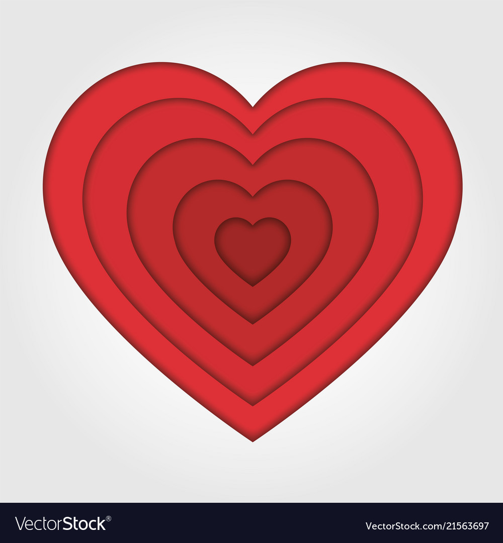 Abstract heart shape love concept made in layered Vector Image