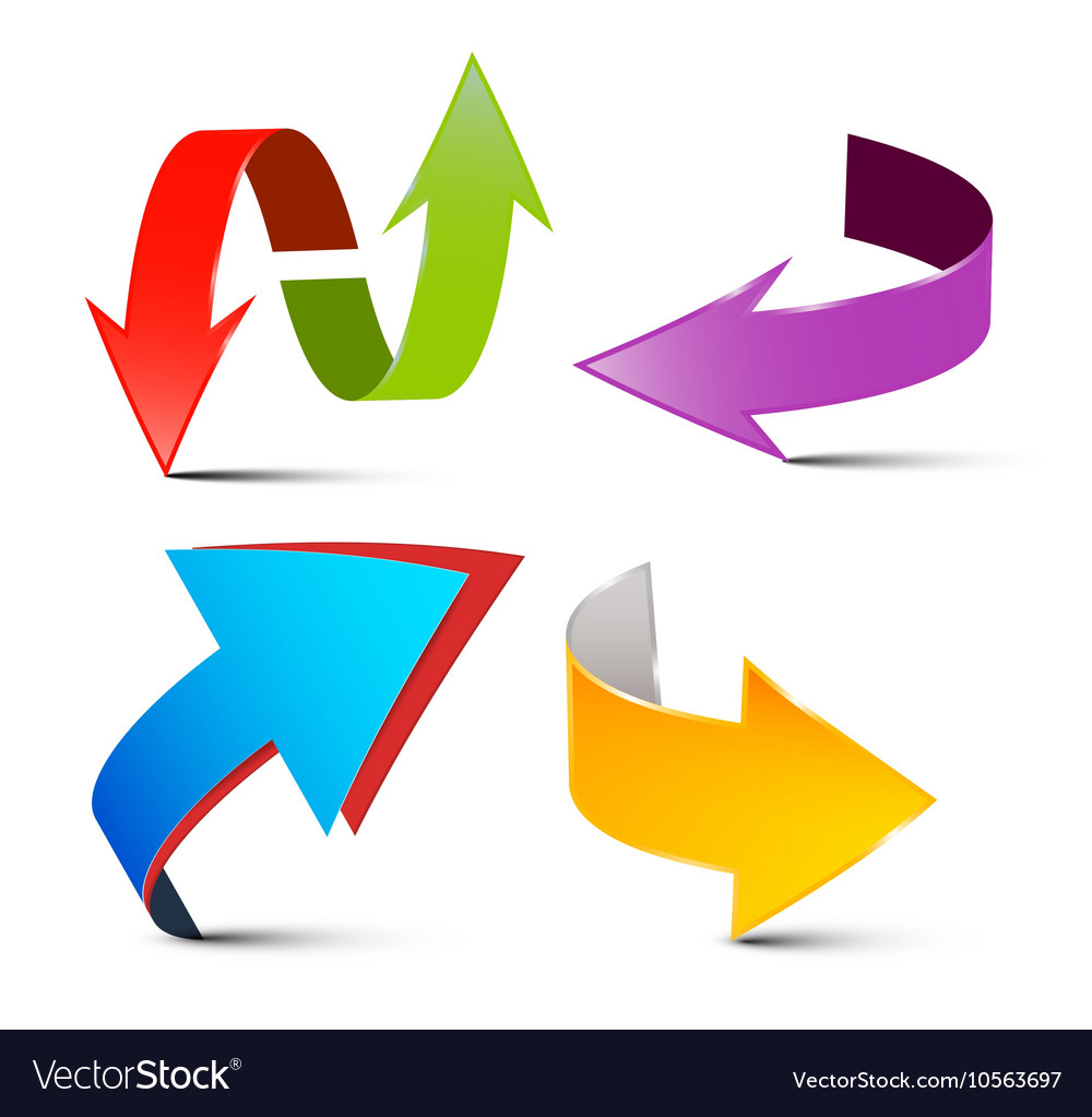 Arrows set colorful 3d logo arrow symbols