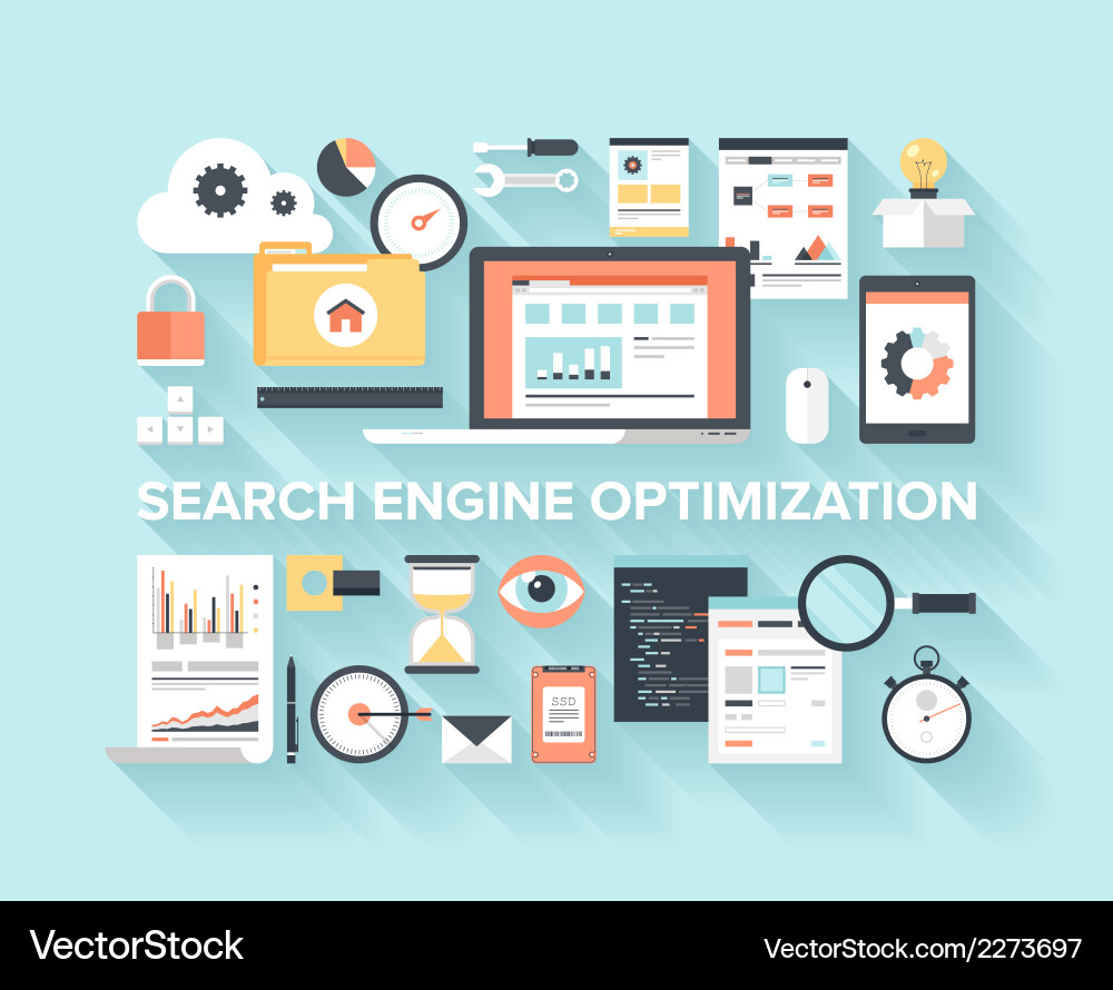 Flat seo concept Royalty Free Vector Image - VectorStock