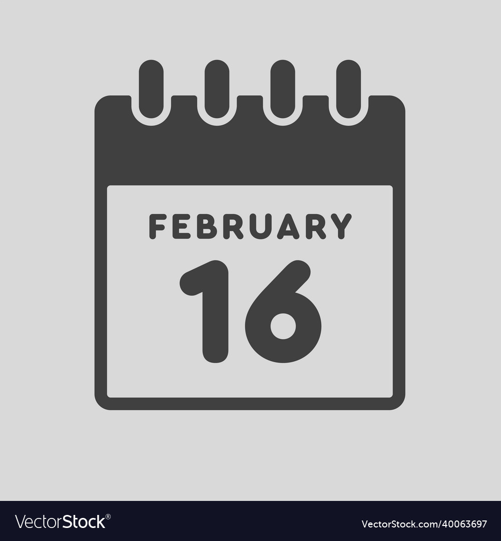 Icon day date 16 february template calendar page Vector Image