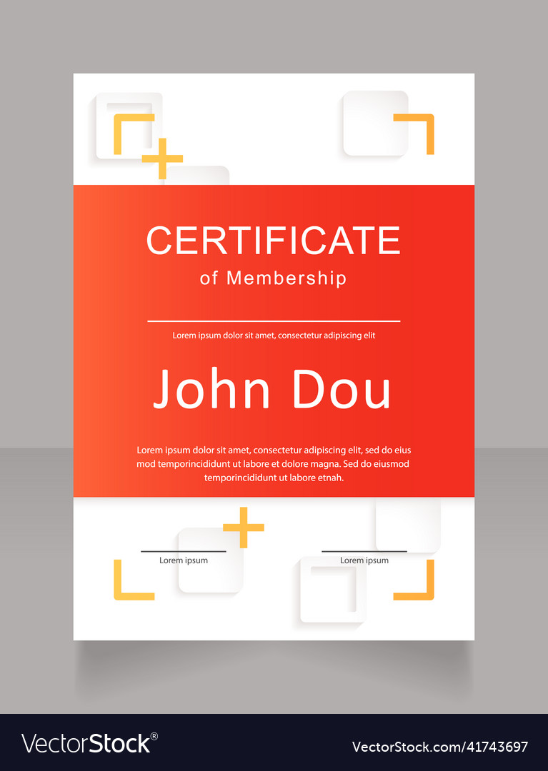 It Club Membership Certificate Design Template Vector Image