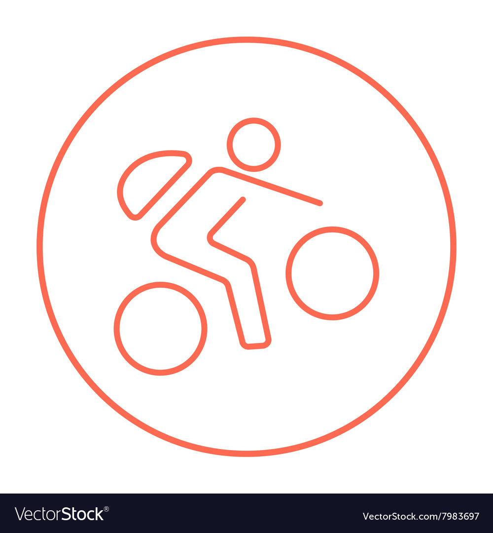 Man riding bike line icon