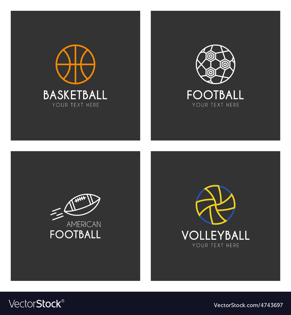 Set of line art logotype templates with sport