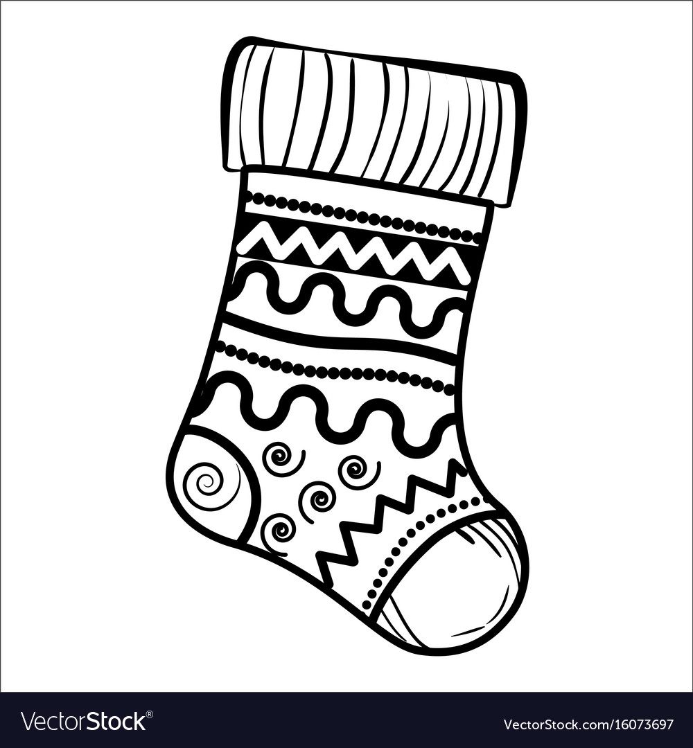 Sketch christmas sock Royalty Free Vector Image