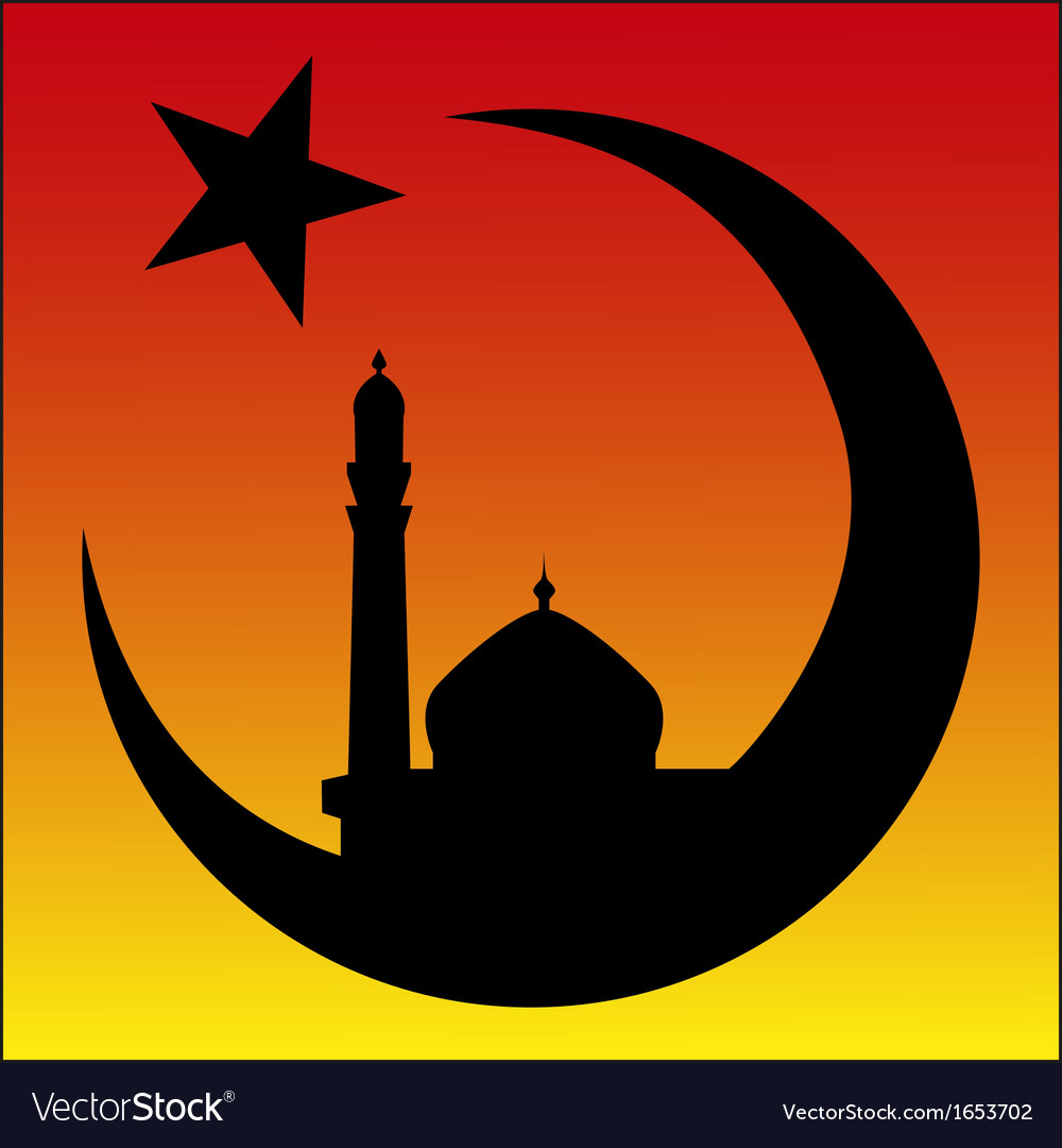 arabesque-sunrise-and-mosque-symbol-of-islam-vector-image