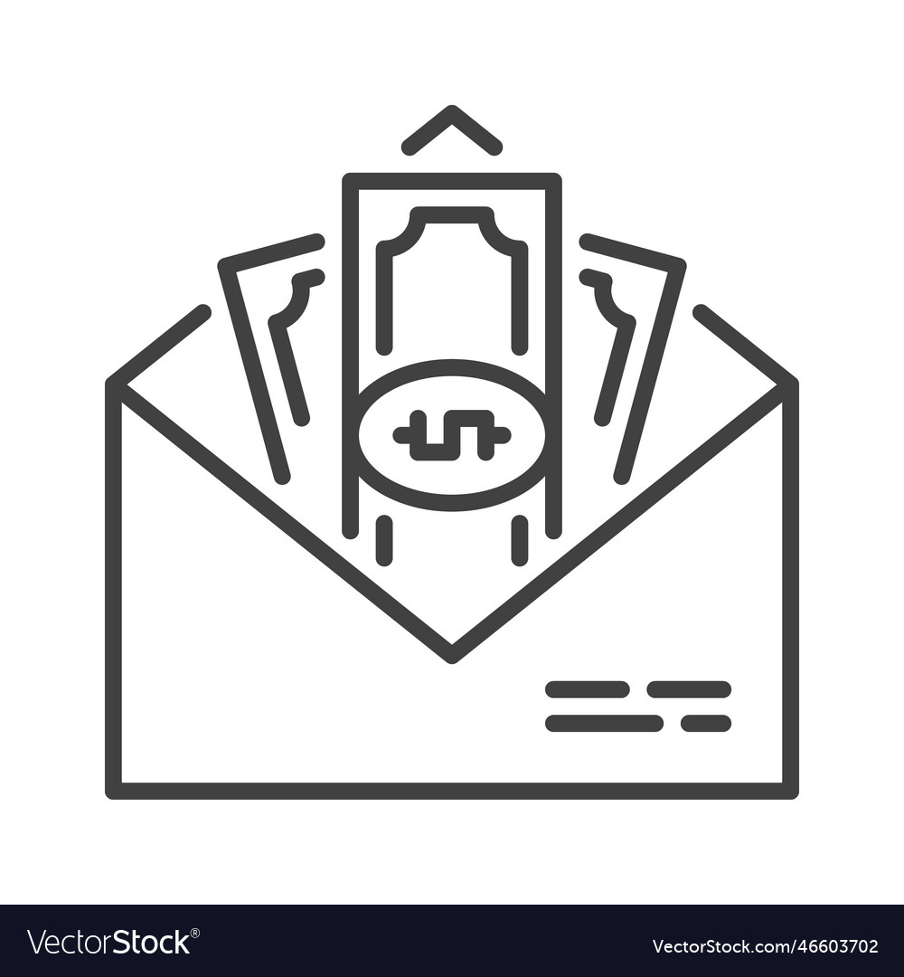 Cash in envelope dollar bribe concept line icon