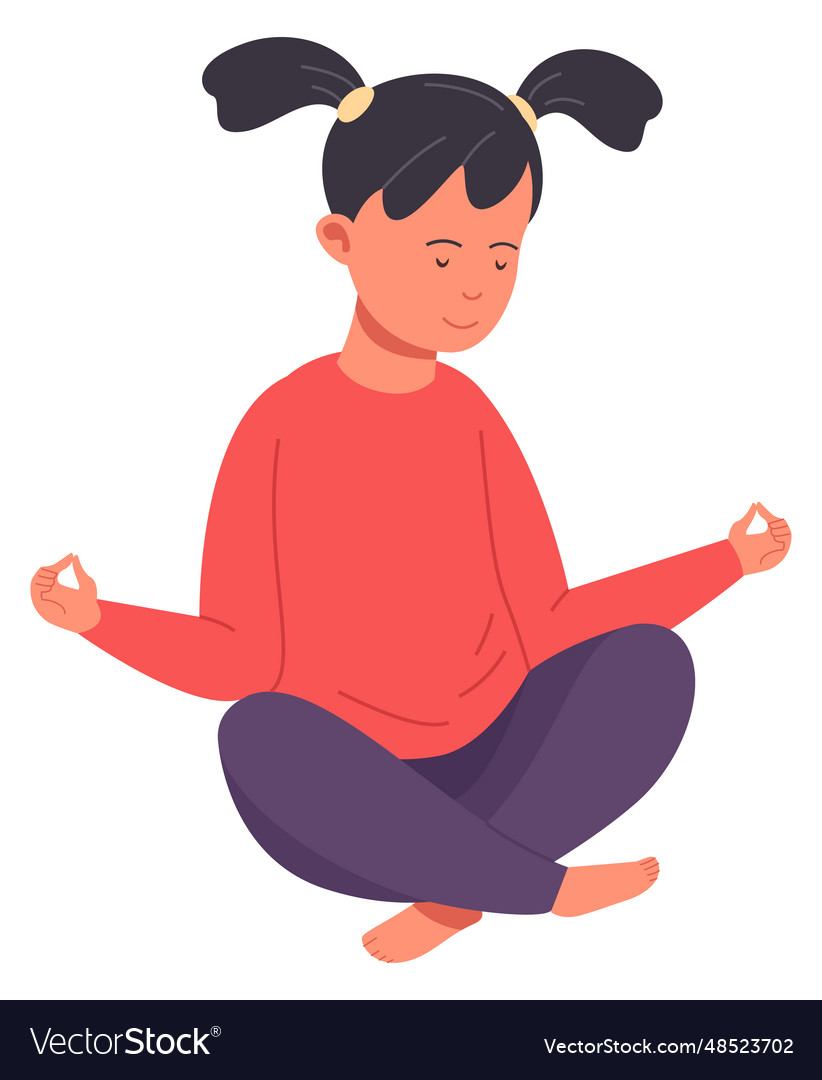 Girl in lotus pose kid meditation balance Vector Image