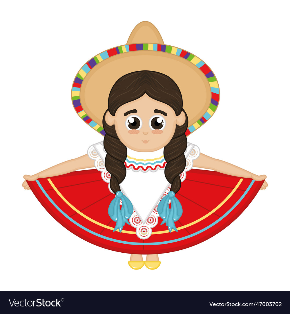 Isolated traditional mexican woman cartoon Vector Image