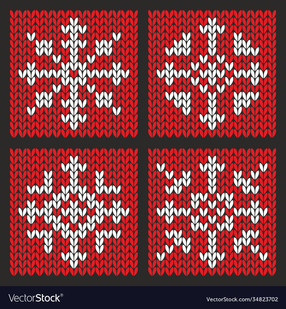 Knitted christmas snowflakes set in various shapes