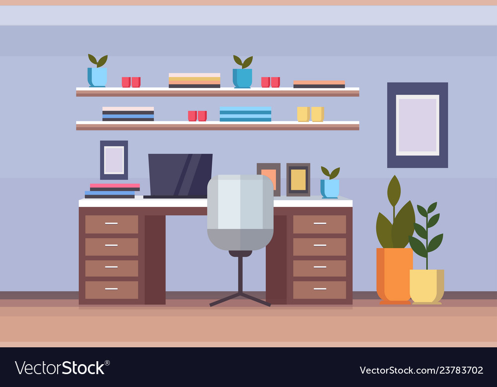 Modern home office workplace cabinet empty no Vector Image