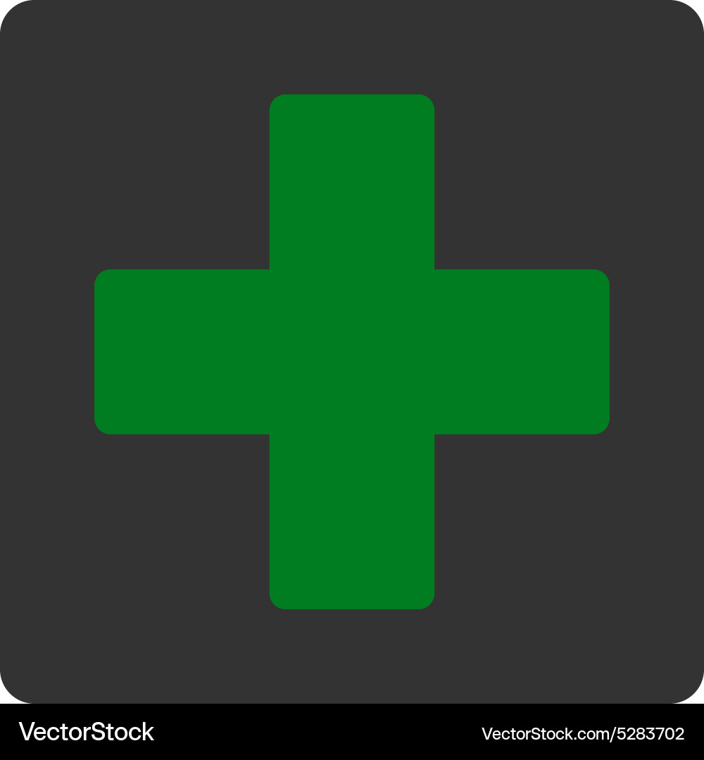 Plus flat green and gray colors rounded button Vector Image