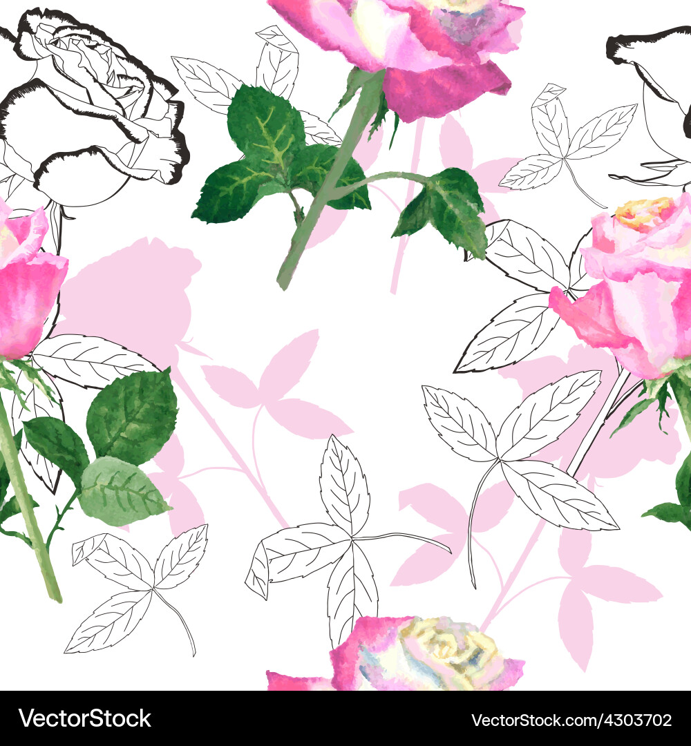 Seamless pattern with roses-06 Royalty Free Vector Image