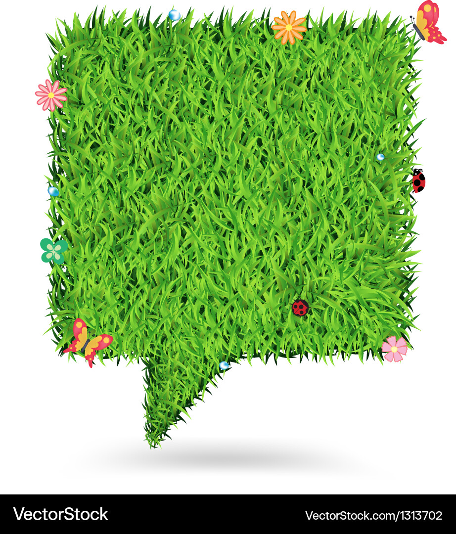 Speech bubble green grass texture background Vector Image