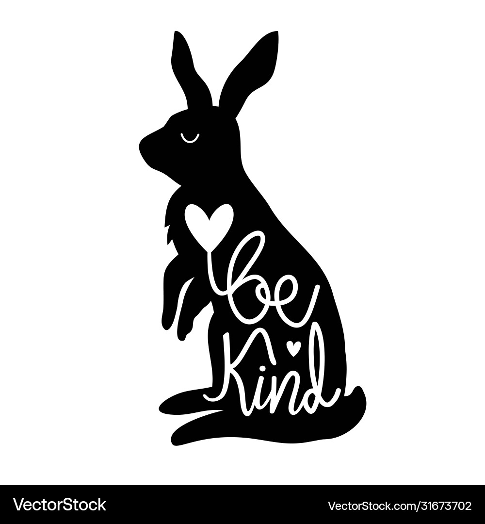 With bunny and lettering phrase - be kind Vector Image