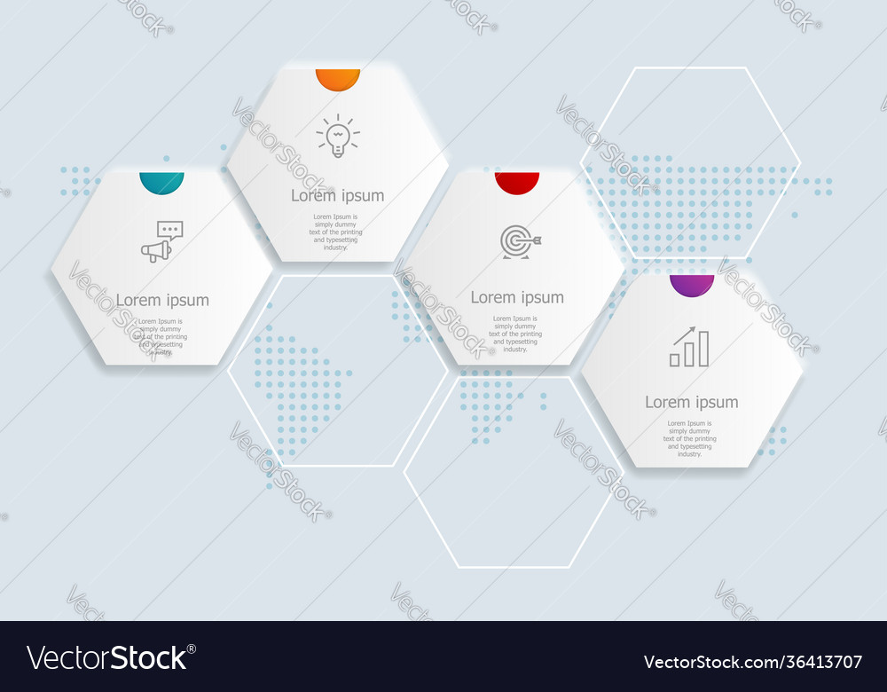 Abstract hexagon infographics 4 steps