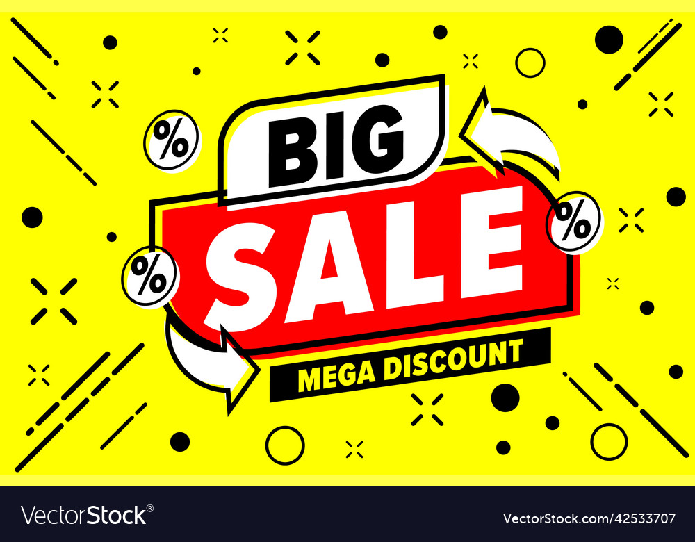 Big sale banner with mega discount special offer