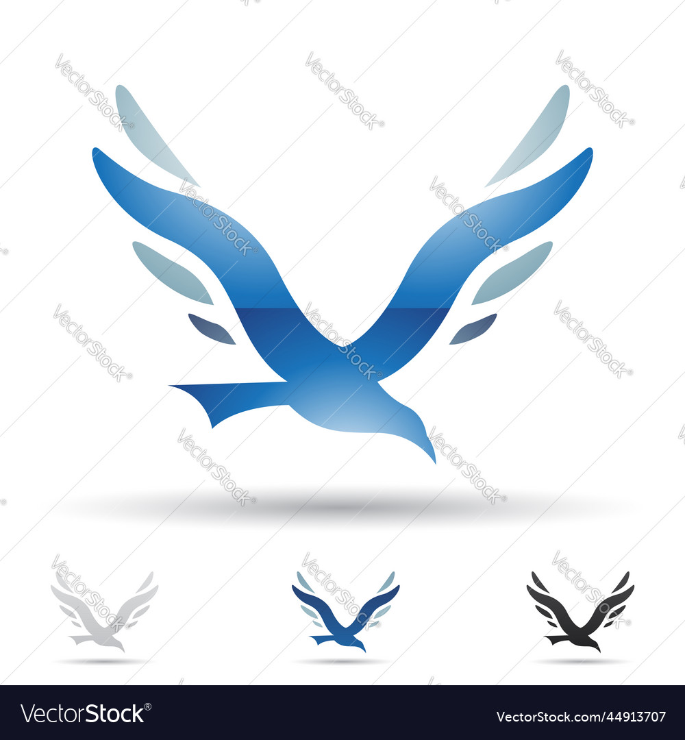 Blau glänzend abstrakte Logo-Ikone von Vogelbrief v