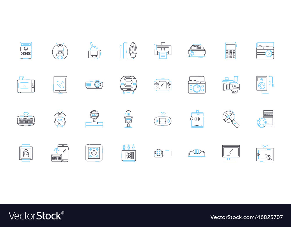 Electronics linear icons set gadgets devices