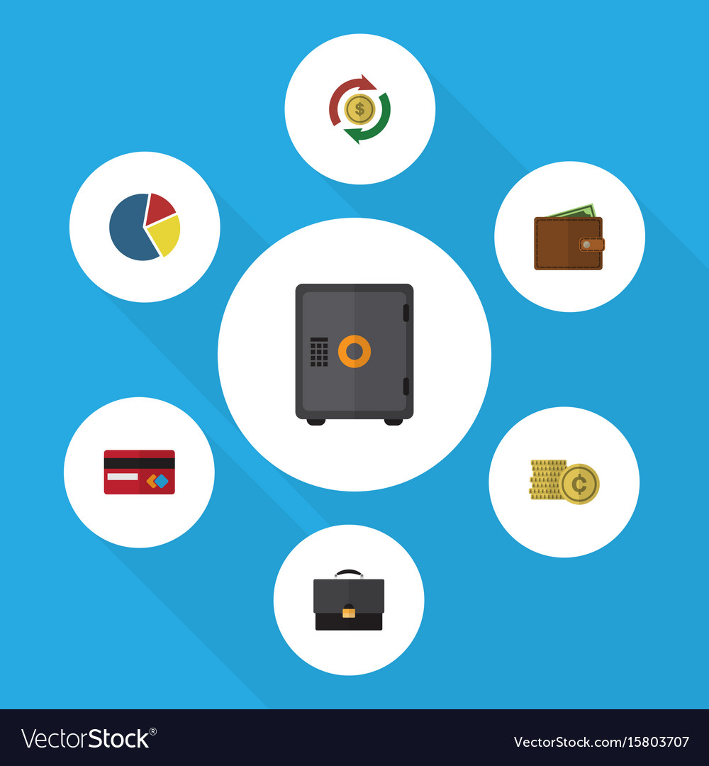 Flat icon finance set of billfold graph