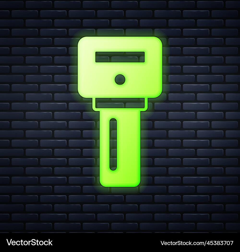 Glowing neon car key with remote icon isolated Vector Image