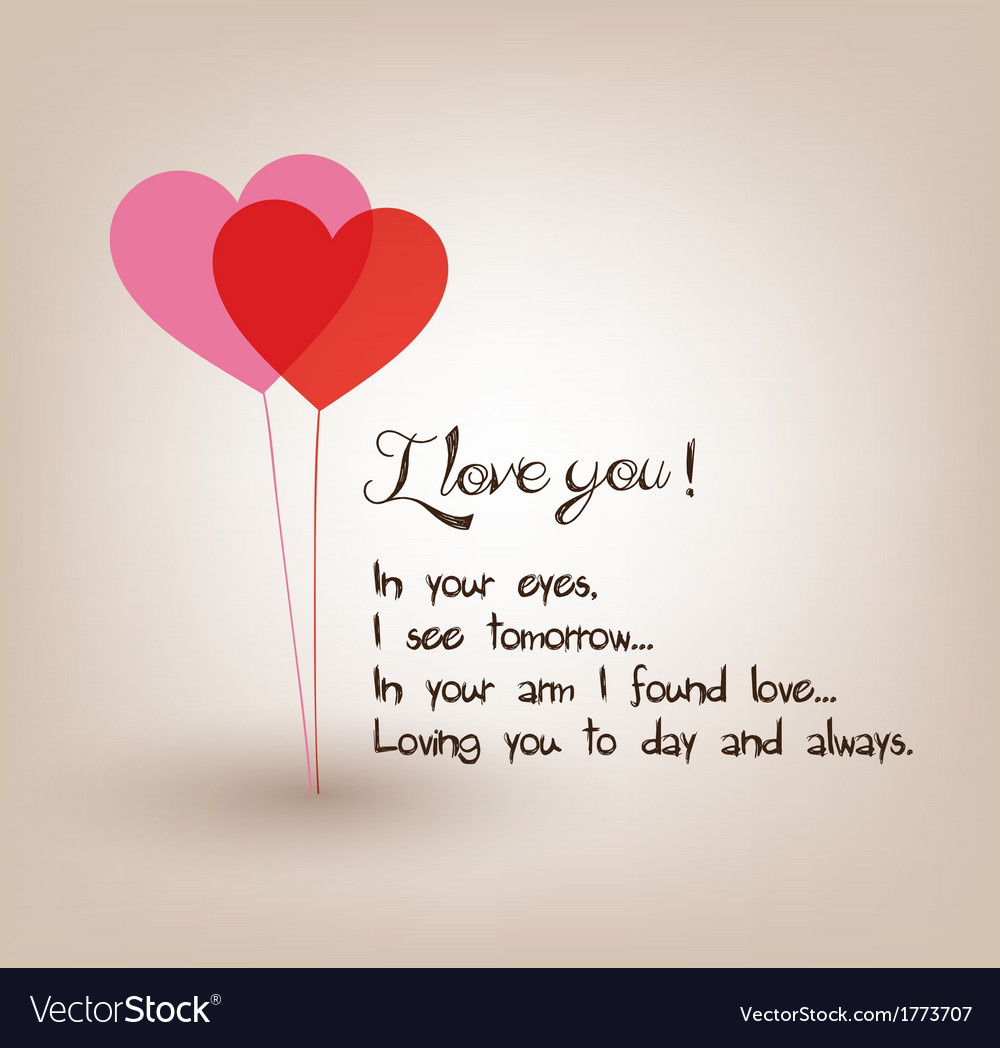 leven Hechting Voorzichtig I love you greetings card Royalty Free Vector Image