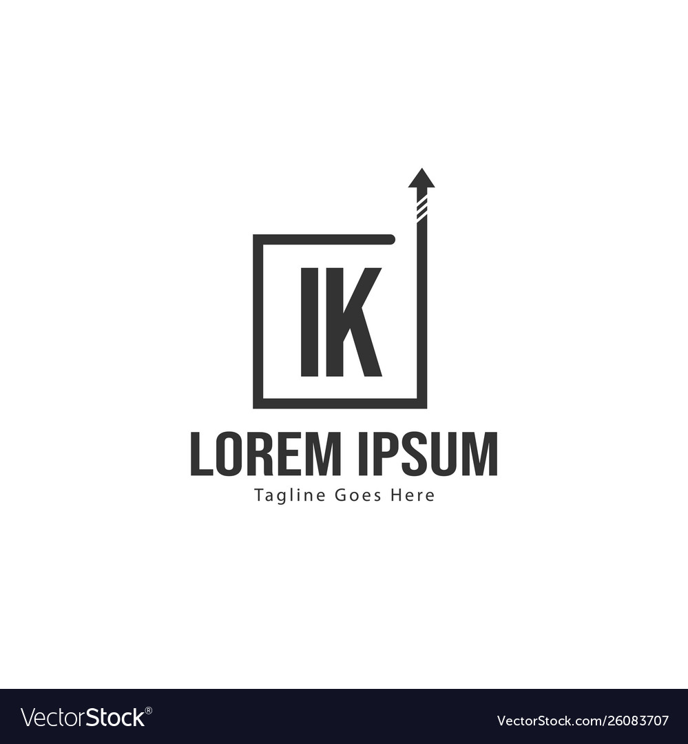 Initial ik logo template with modern frame