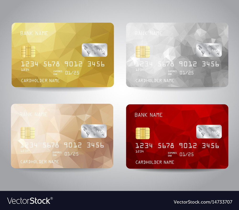 Realistic detailed credit cards set