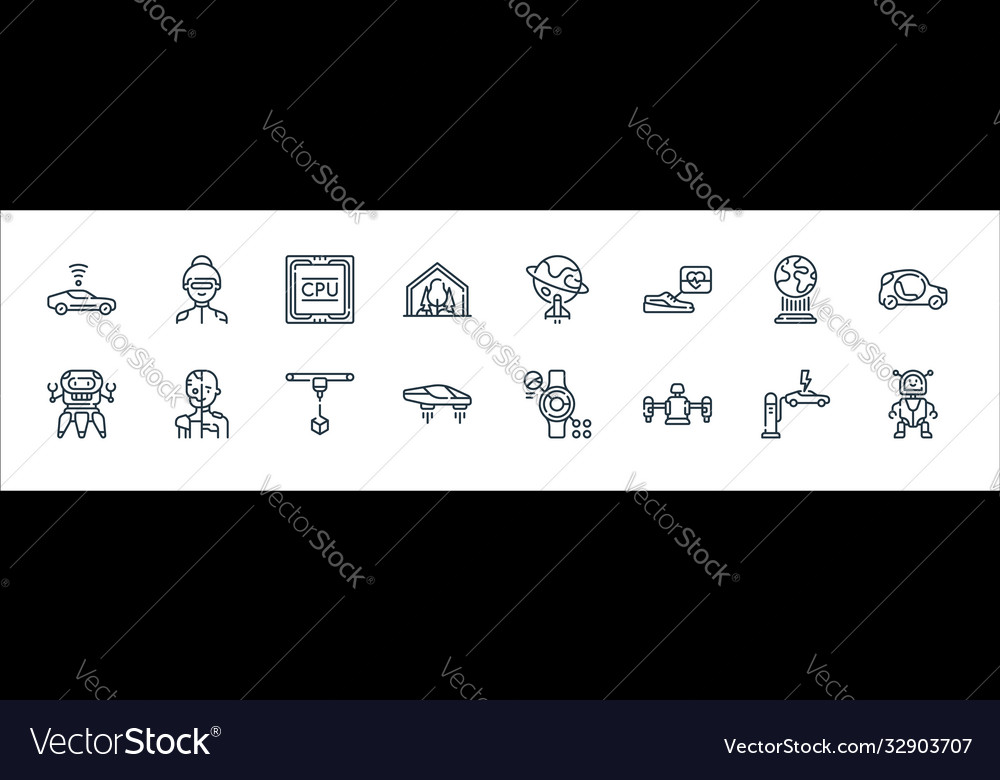 Technology future line icons linear set