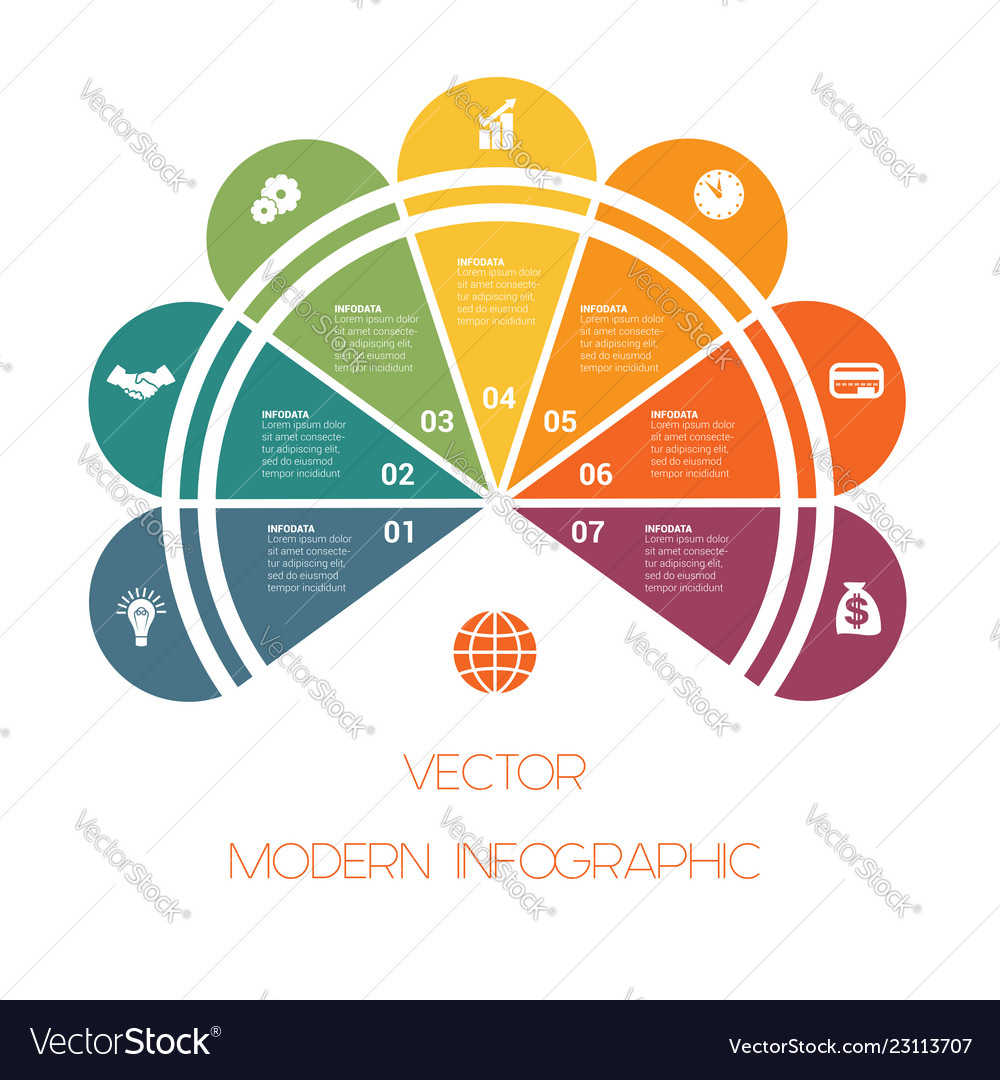 template of colorful semicircle