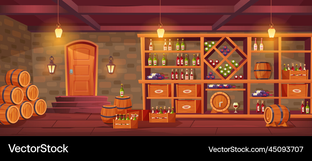 Wine cellar cozy vintage interior interior Vector Image