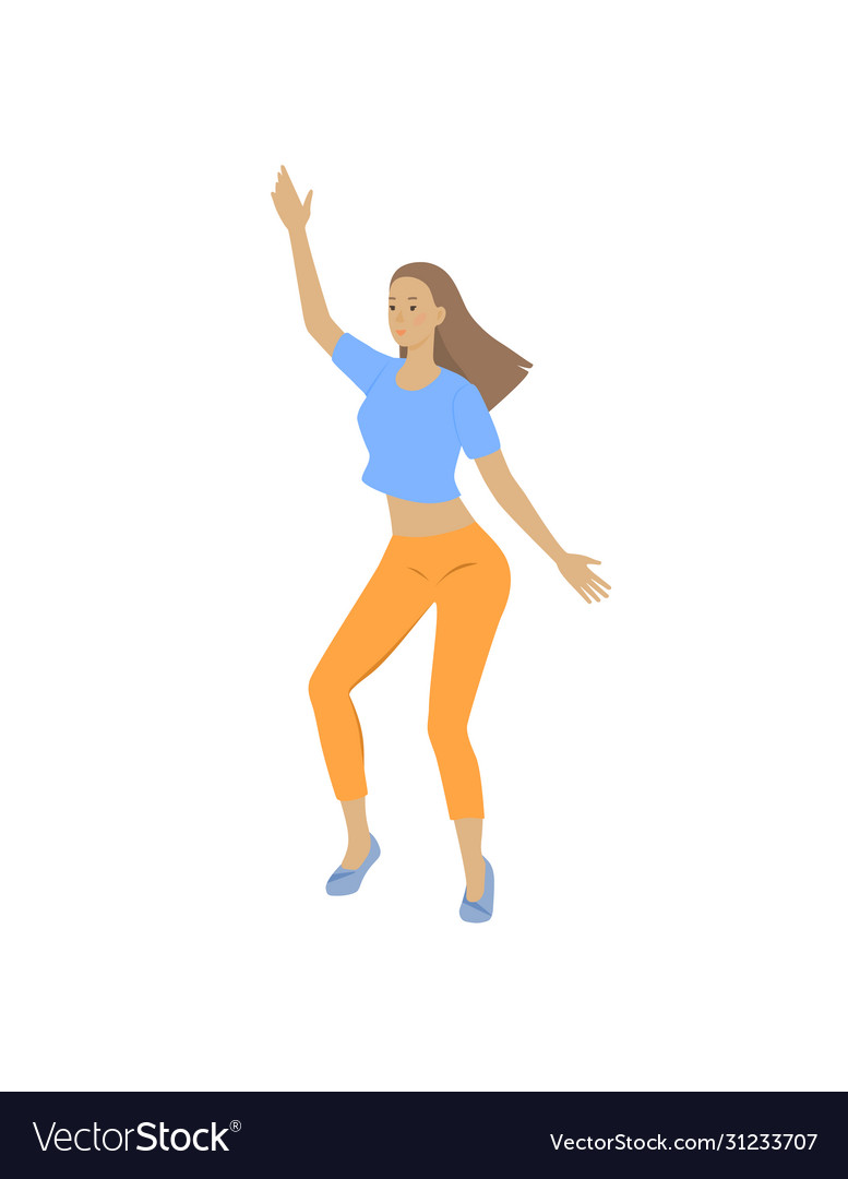 Young woman girl funny dancing jumping Royalty Free Vector Young woman girl funny dancing jumping Royalty Free Vector