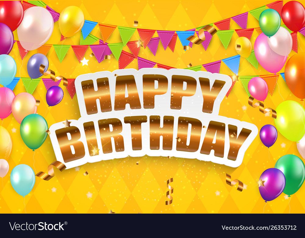 Glossy happy birthday balloons background Vector Image