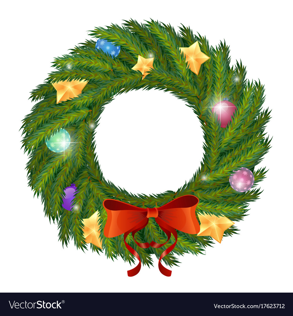 Green christmas wreath Royalty Free Vector Image