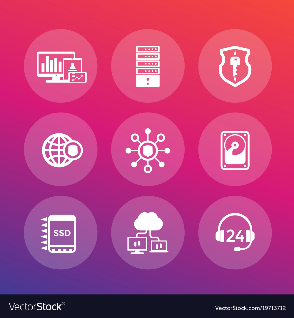Hosting servers network icons