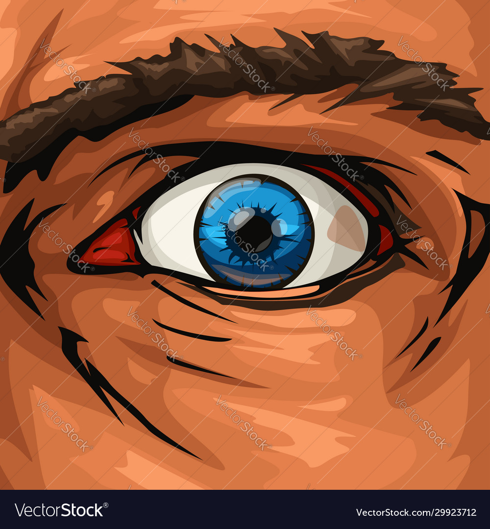 Male blue eye comics style Royalty Free Vector Image