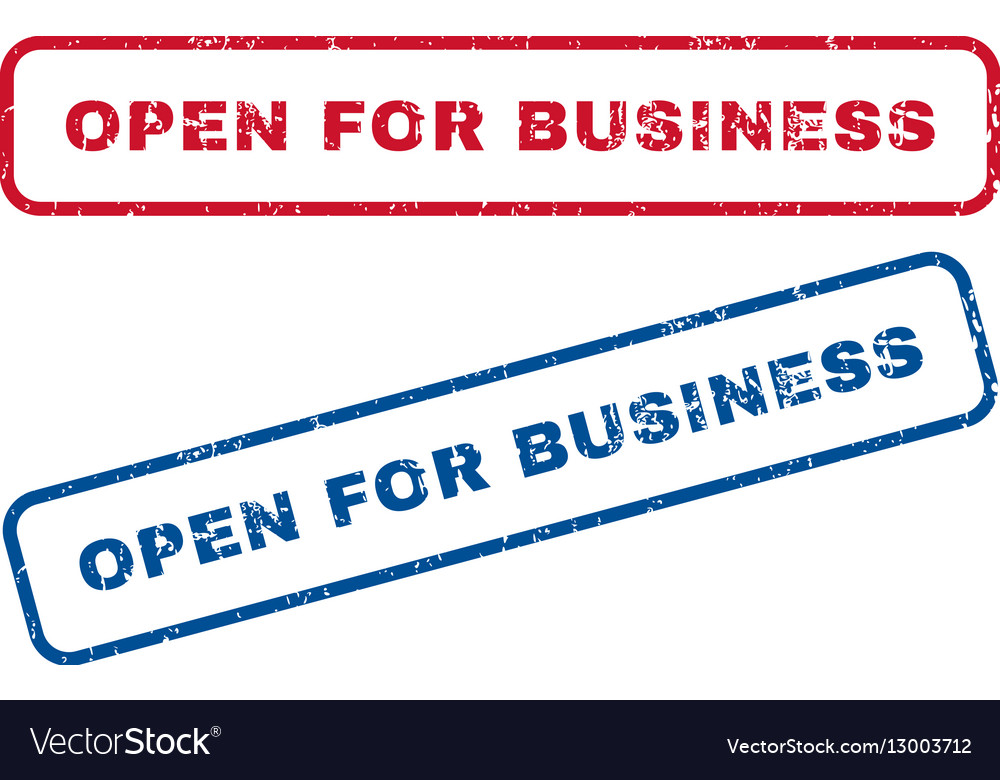 Open for business rubber stamps