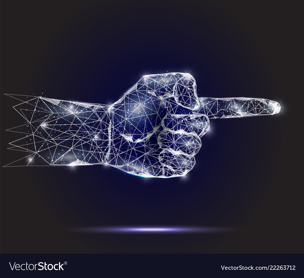 Pointing hand geometric polygonal art