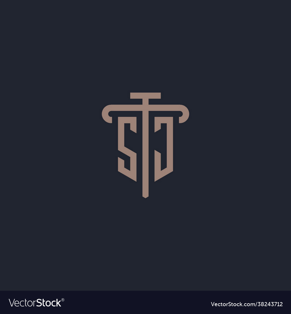 Sj initial logo monogram with pillar icon design