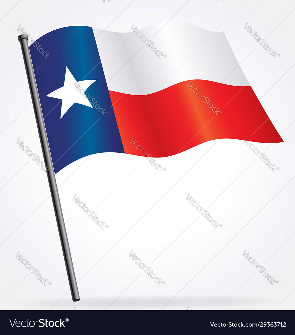 Texas Tx State Flag Waving On Flagpole Royalty Free Vector 6829