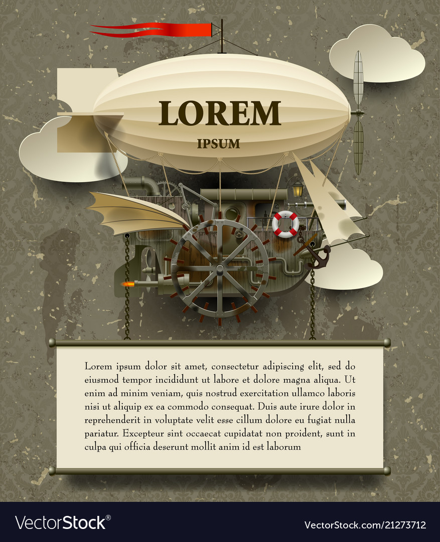 vintage steampunk template with a complex vector image