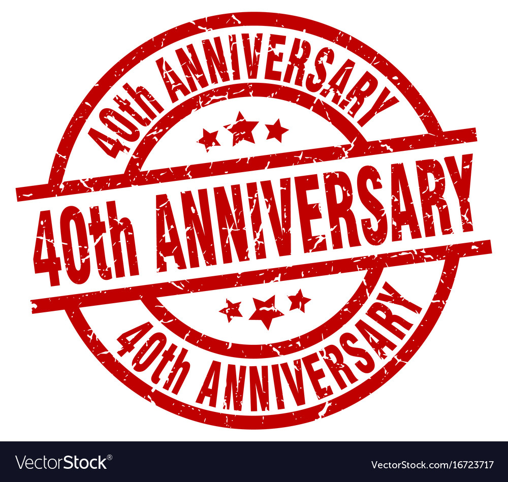 40th anniversary round red grunge stamp royalty free vector
