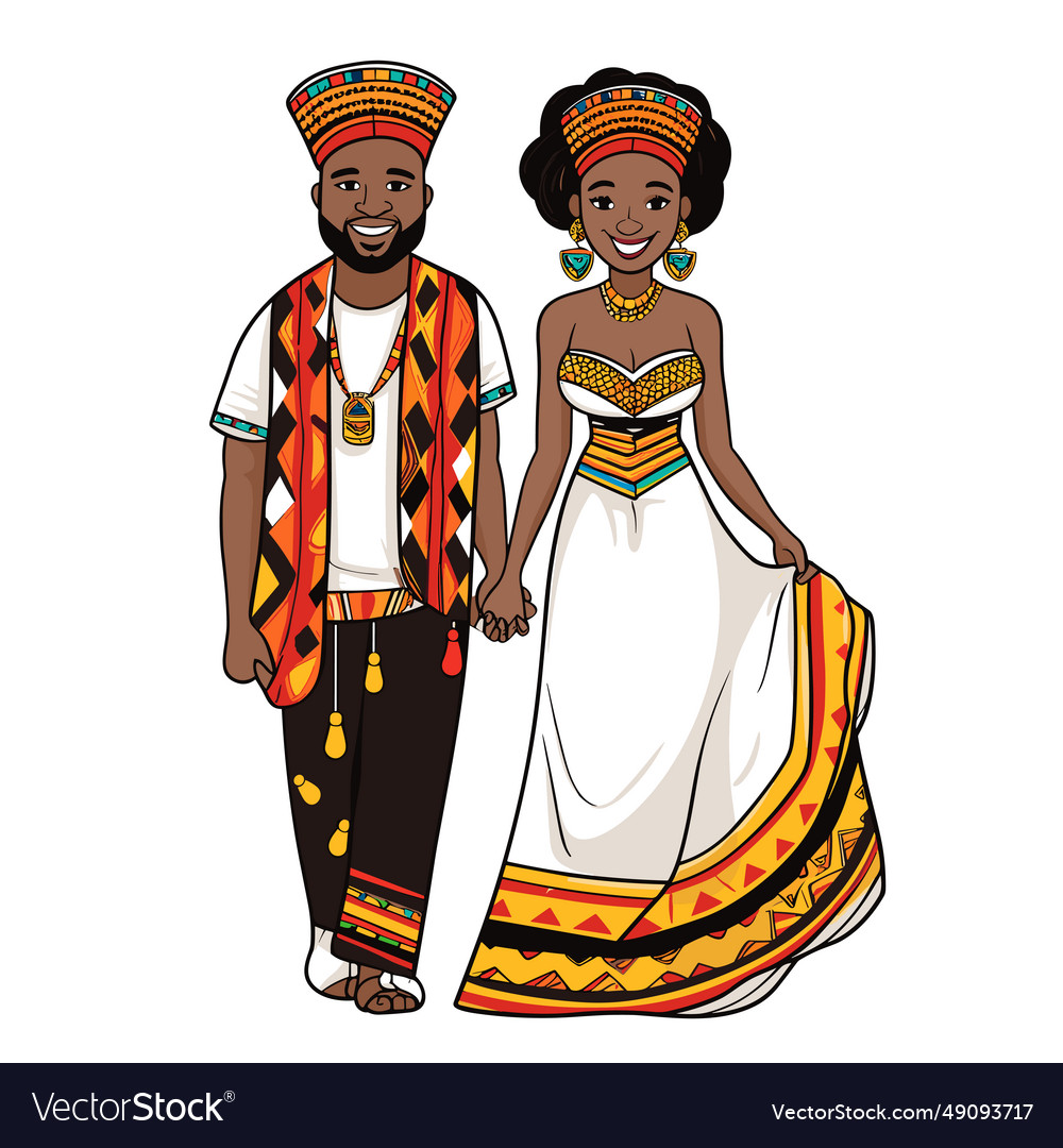 African couple hand-drawn comic Royalty Free Vector Image