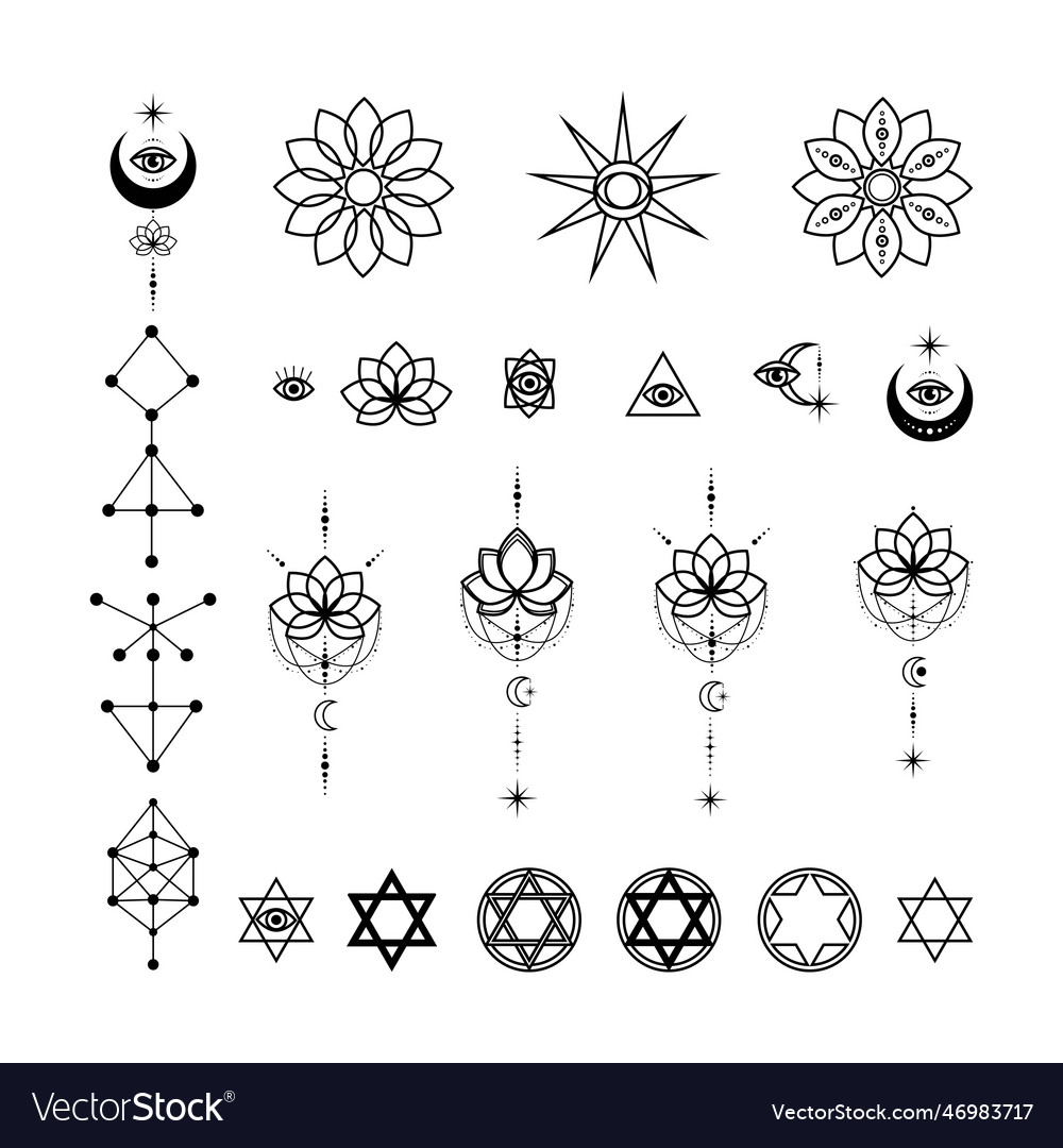 Astrological symbols of the moon sun stars