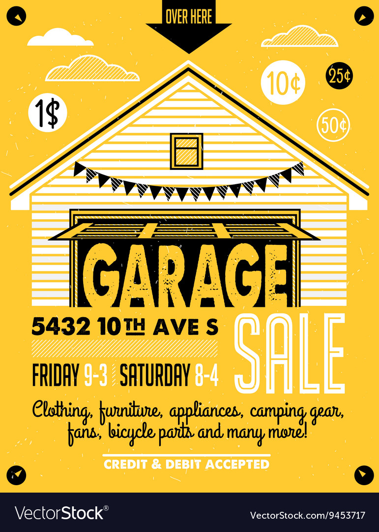 Garage sale poster Royalty Free Vector Image - VectorStock Regarding Free Yard Sale Flyer Template