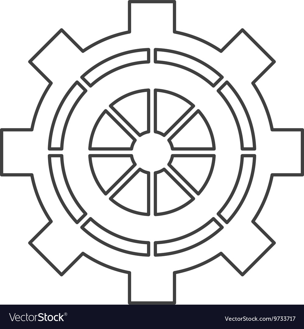 Industrial wheel cog gear symbol