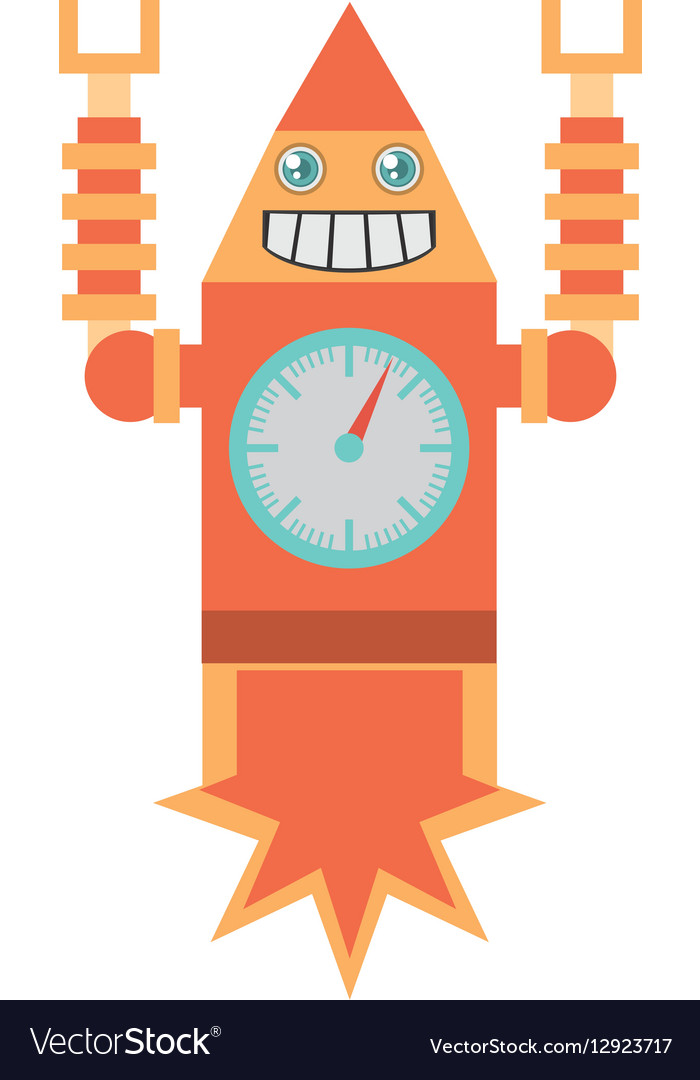 Robot clock laungh rocket smile