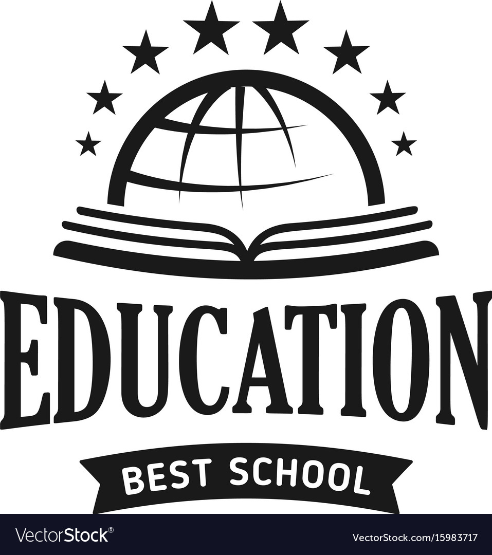 School Logo Monochrome Vintage Style Royalty Free Vector