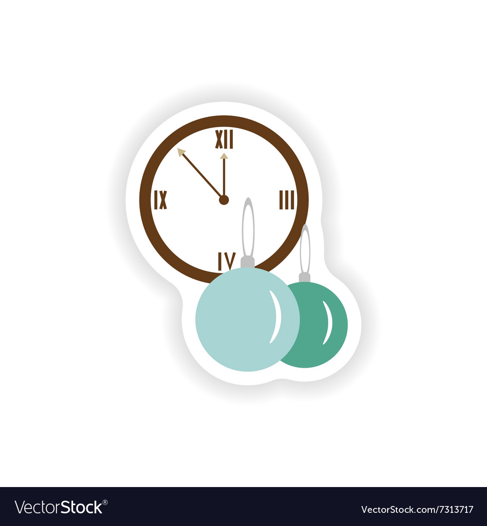 Stylish paper sticker on white background clock